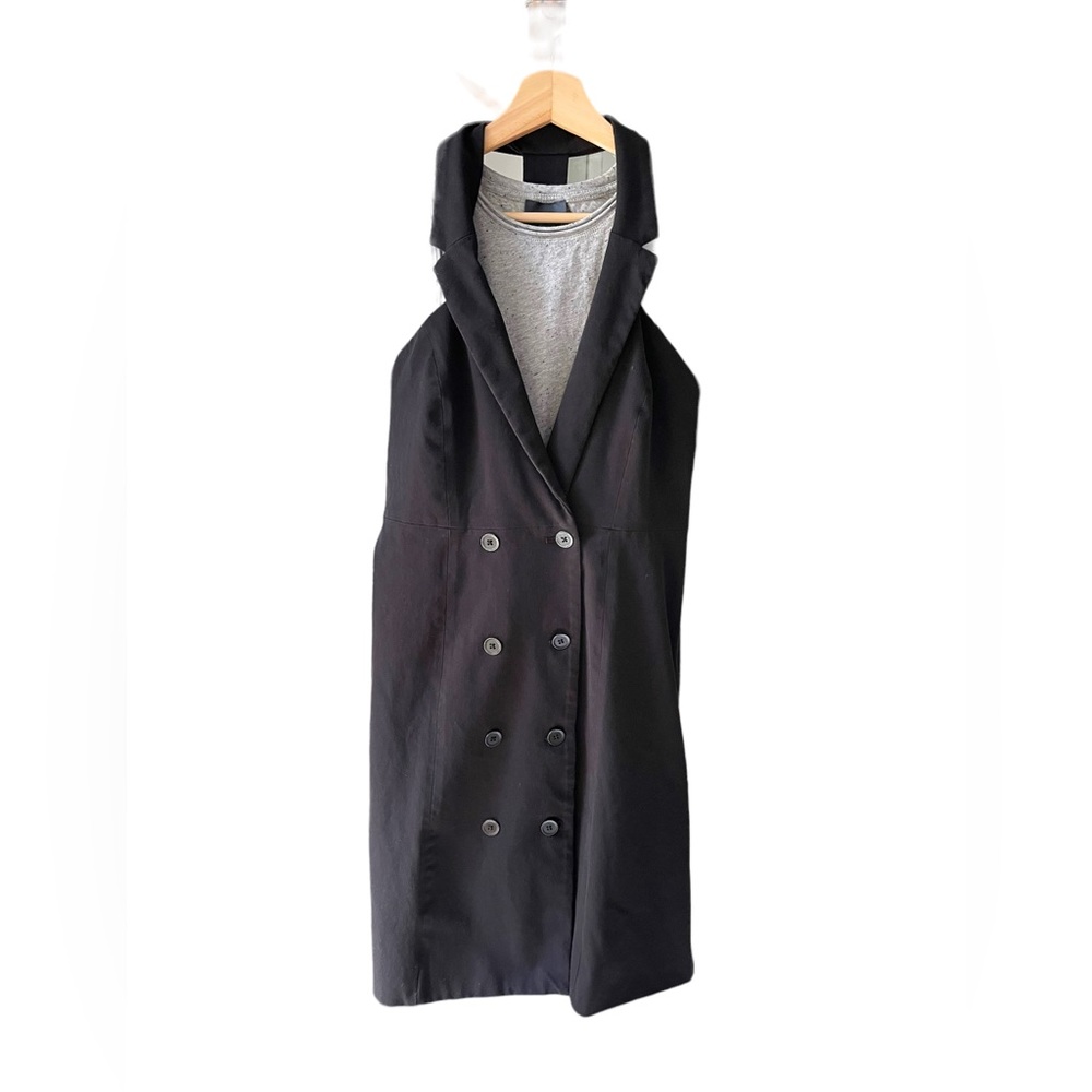 Maeve Black Double-Breasted Sleeveless Trench Dress